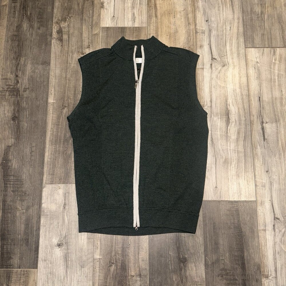 Callaway Sweater Vest Men's XL Green‎ Full Zip Wool Golf Performance Athletic